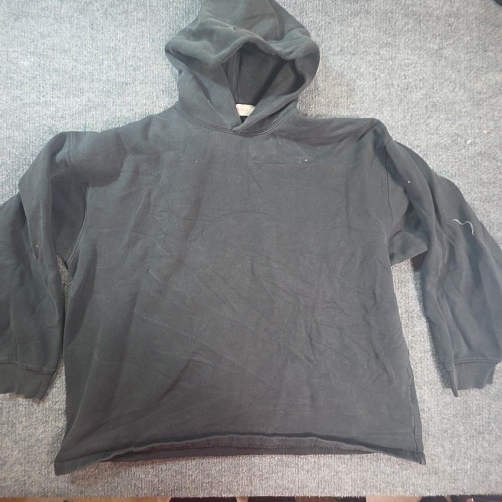 Fear Of God Essentials Hoodie Mens XL Black Fleece Back Logo Graphic Pullover